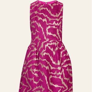 NWT Prabal Gurung Structured Jacquard Fuchsia and Gold Mini Dress Size 4